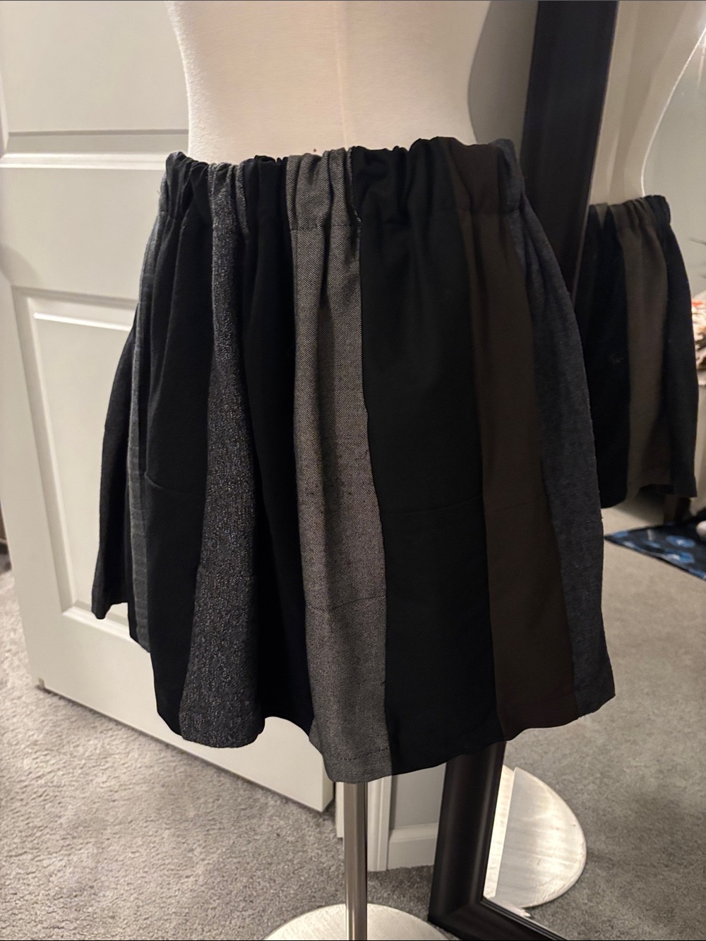 Panel Circle Skirt in Black and Gray